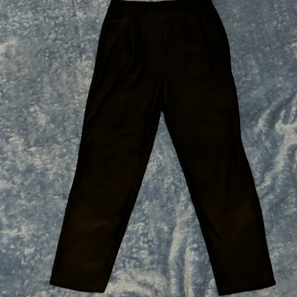 Leith black pull-on cropped tapered pants